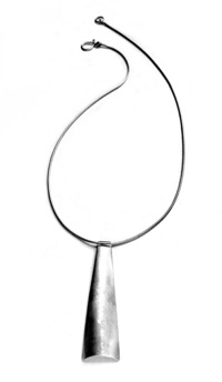 FLIGHT $140-sterling silver necklace with sanding disc texture on curved surface (16" snake chain)